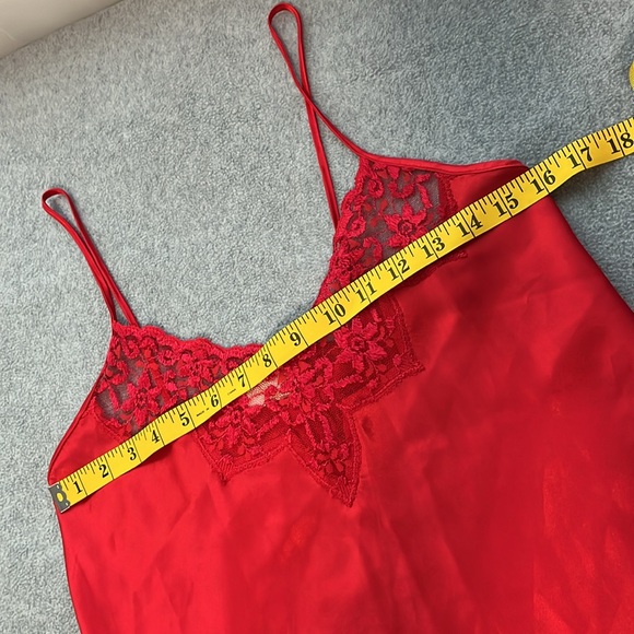 Vintage Y2K Silky Slip Dress Nightgown Small Red 90s Lace Sexy Grunge - Picture 4 of 9